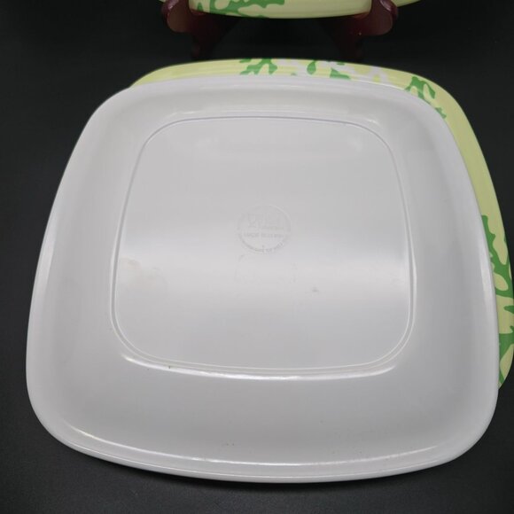 Martha Stewart Square Melamine Dinner Plates Green White Coral Design DH1322 - Picture 4 of 7